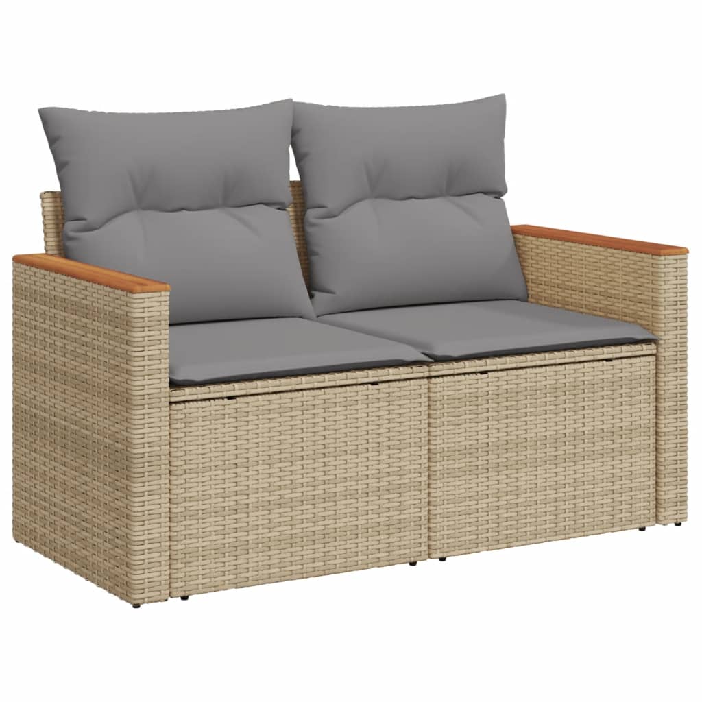 10-tlg. Garten-Sofagarnitur mit Kissen Beige Poly Rattan - kalb-Living.de