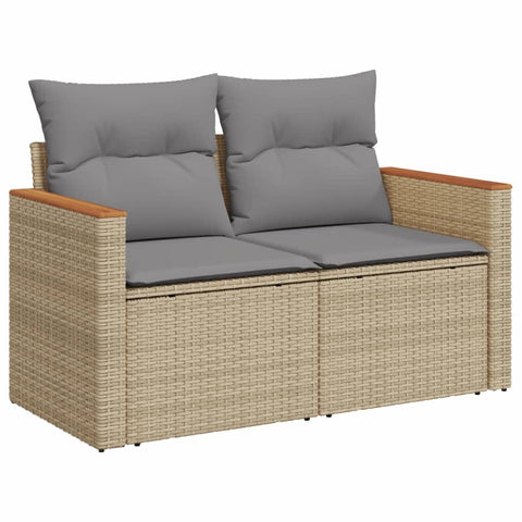 10-tlg. Garten-Sofagarnitur mit Kissen Beige Poly Rattan - kalb-Living.de