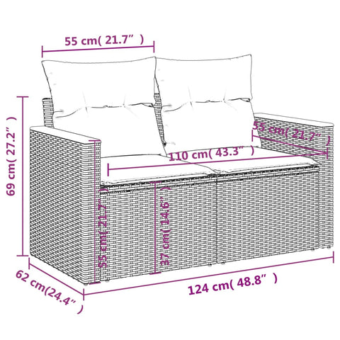 10-tlg. Garten-Sofagarnitur mit Kissen Beige Poly Rattan - kalb-Living.de