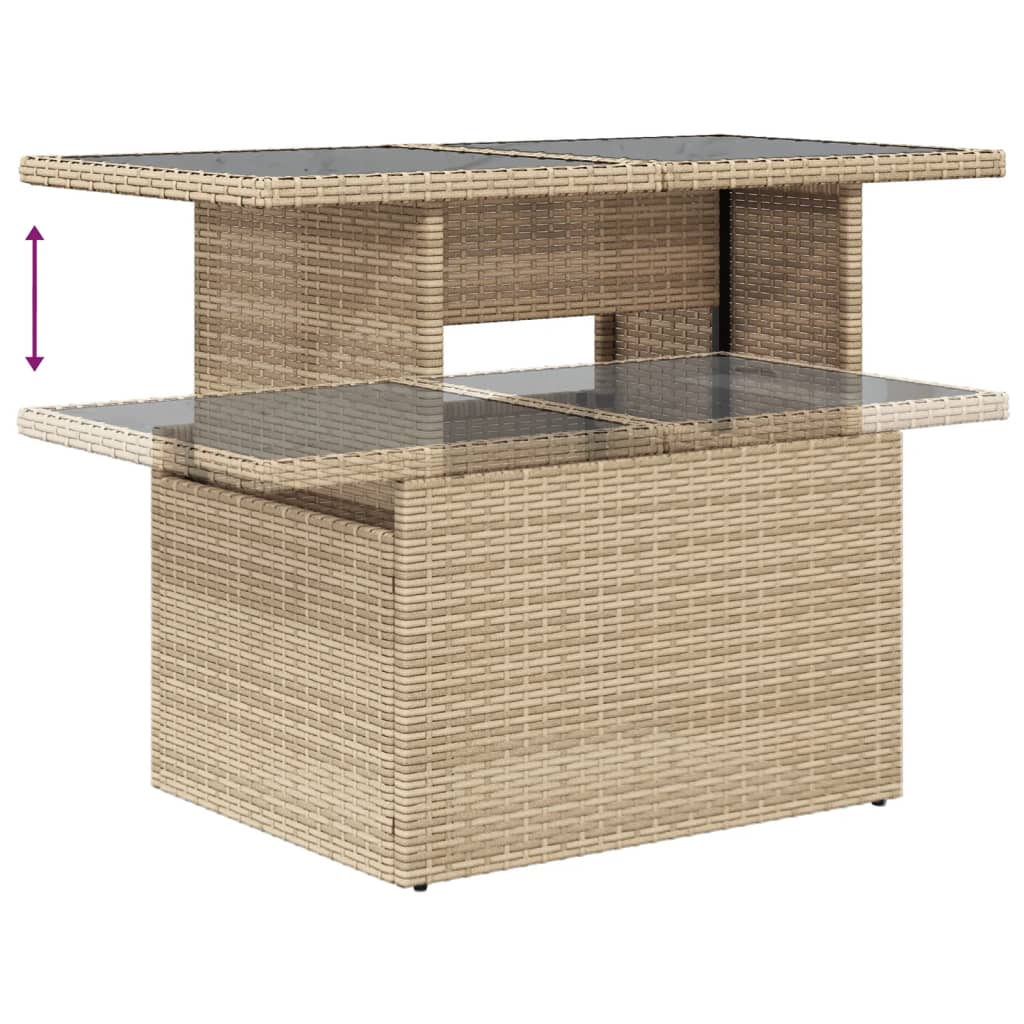 10-tlg. Garten-Sofagarnitur mit Kissen Beige Poly Rattan - kalb-Living.de