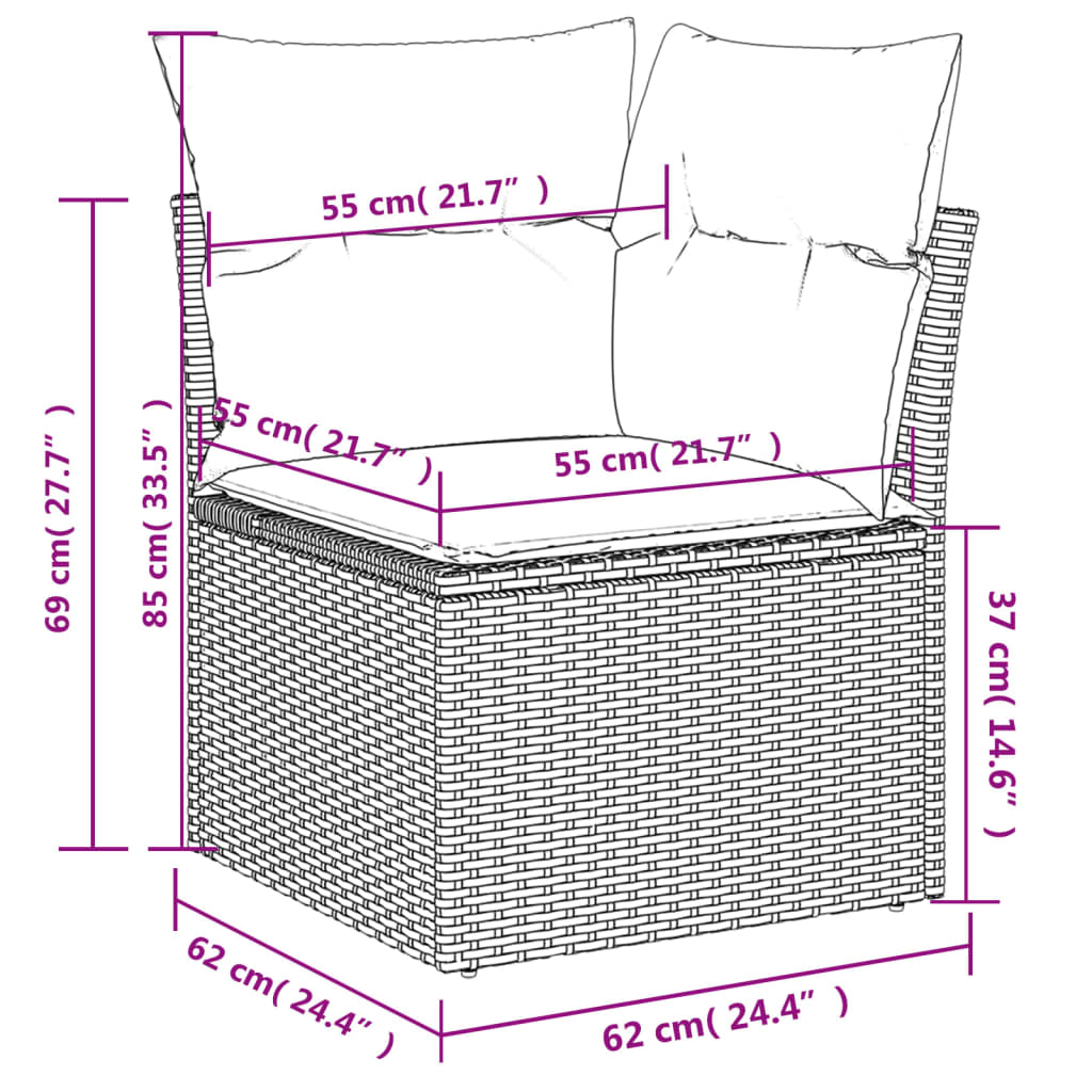 10-tlg. Garten-Sofagarnitur mit Kissen Beige Poly Rattan - kalb-Living.de