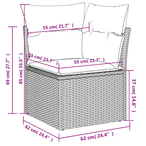 10-tlg. Garten-Sofagarnitur mit Kissen Beige Poly Rattan - kalb-Living.de
