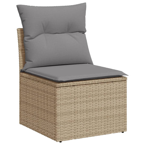 10-tlg. Garten-Sofagarnitur mit Kissen Beige Poly Rattan - kalb-Living.de