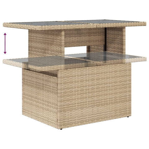 10-tlg. Garten-Sofagarnitur mit Kissen Beige Poly Rattan - kalb-Living.de