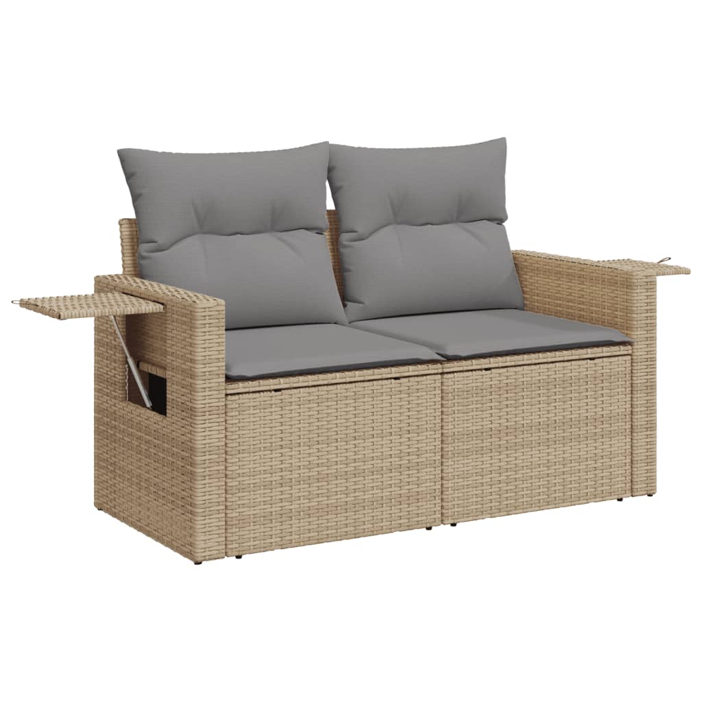 10-tlg. Garten-Sofagarnitur mit Kissen Beige Poly Rattan - kalb-Living.de