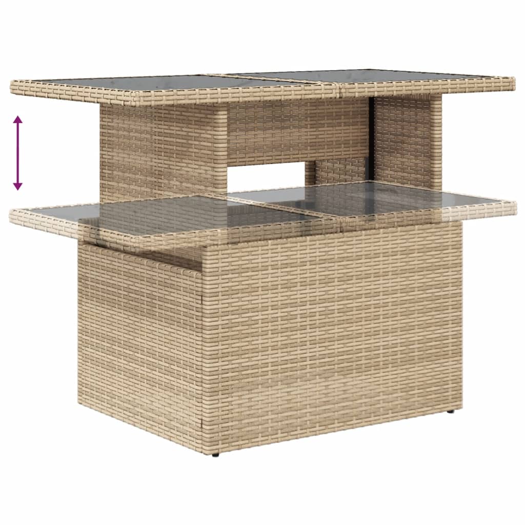 10-tlg. Garten-Sofagarnitur mit Kissen Beige Poly Rattan - kalb-Living.de