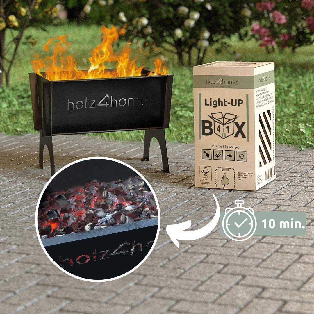 Light-UP-Box 4in1 Grillbox Grillkohle Grillholzkohle6x LightUP Box