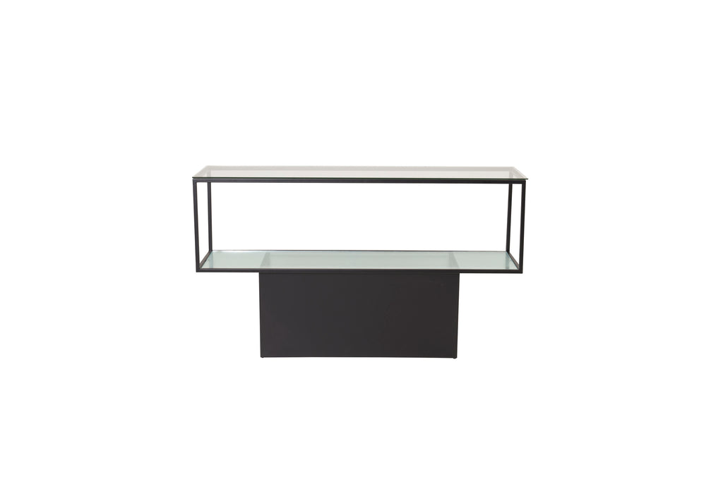 15005-188__1 Maglehem Tisch Beistelltisch Schwarz,Klar,Transparent 130 x 35 Glas,Stahl