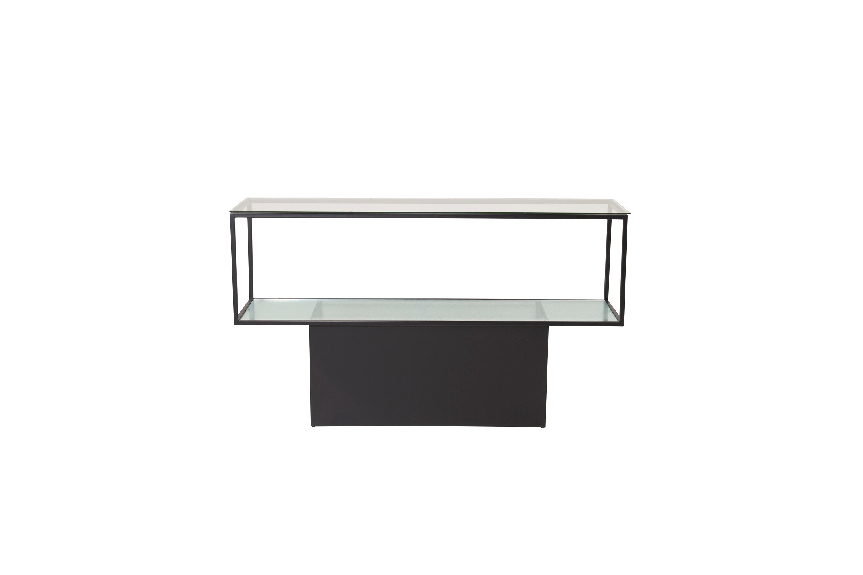 15005-188__1 Maglehem Tisch Beistelltisch Schwarz,Klar,Transparent 130 x 35 Glas,Stahl