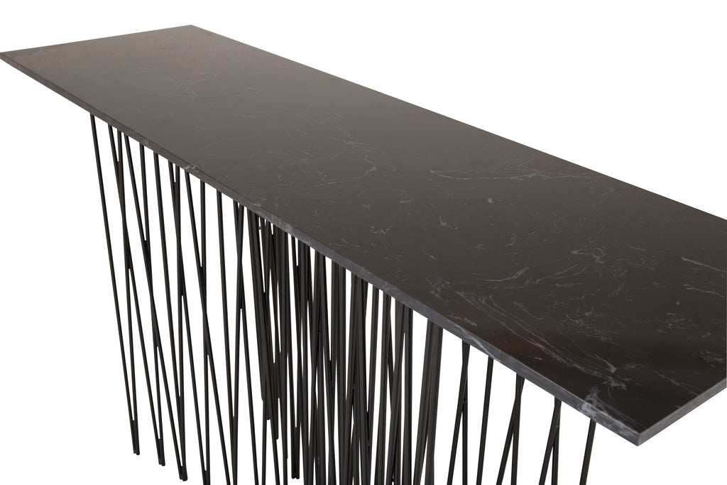 15008-588__4 Stone Side Table Beistelltisch Schwarz 130 x 37 Faserzement,Stahl