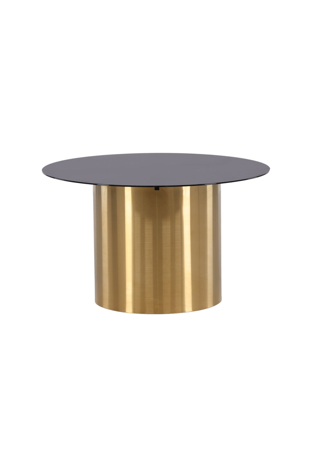 15013-189_1_os Ystad Tisch Couchtisch Schwarz,Gebürstetes Gold,Gold ⌀80 Glas,Stahl