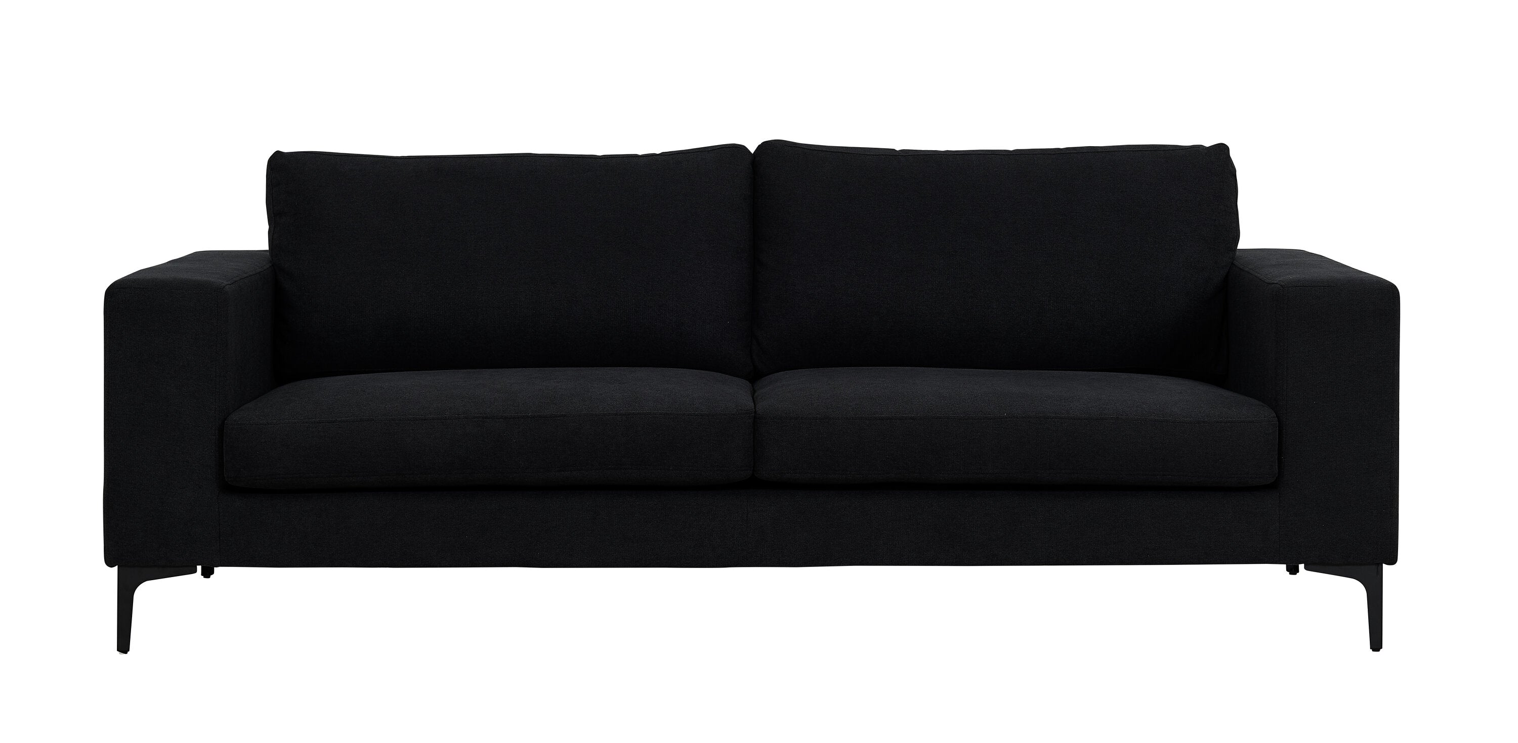 15016-888__1 Bolero 3 Sitz Sofa 3 Sitzer Sofa Schwarz 88 x 84 x 215 Schaumstoff,Sperrholz,Polyester,Stahl