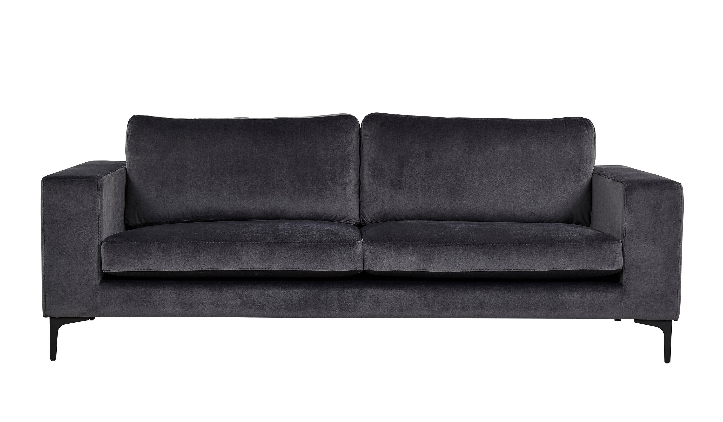15016-955__1 Bolero 3 Sitz Sofa 3 Sitzer Sofa Schwarz,Grau 88 x 84 x 215 Schaumstoff,Sperrholz,Polyester-Samt,Stahl