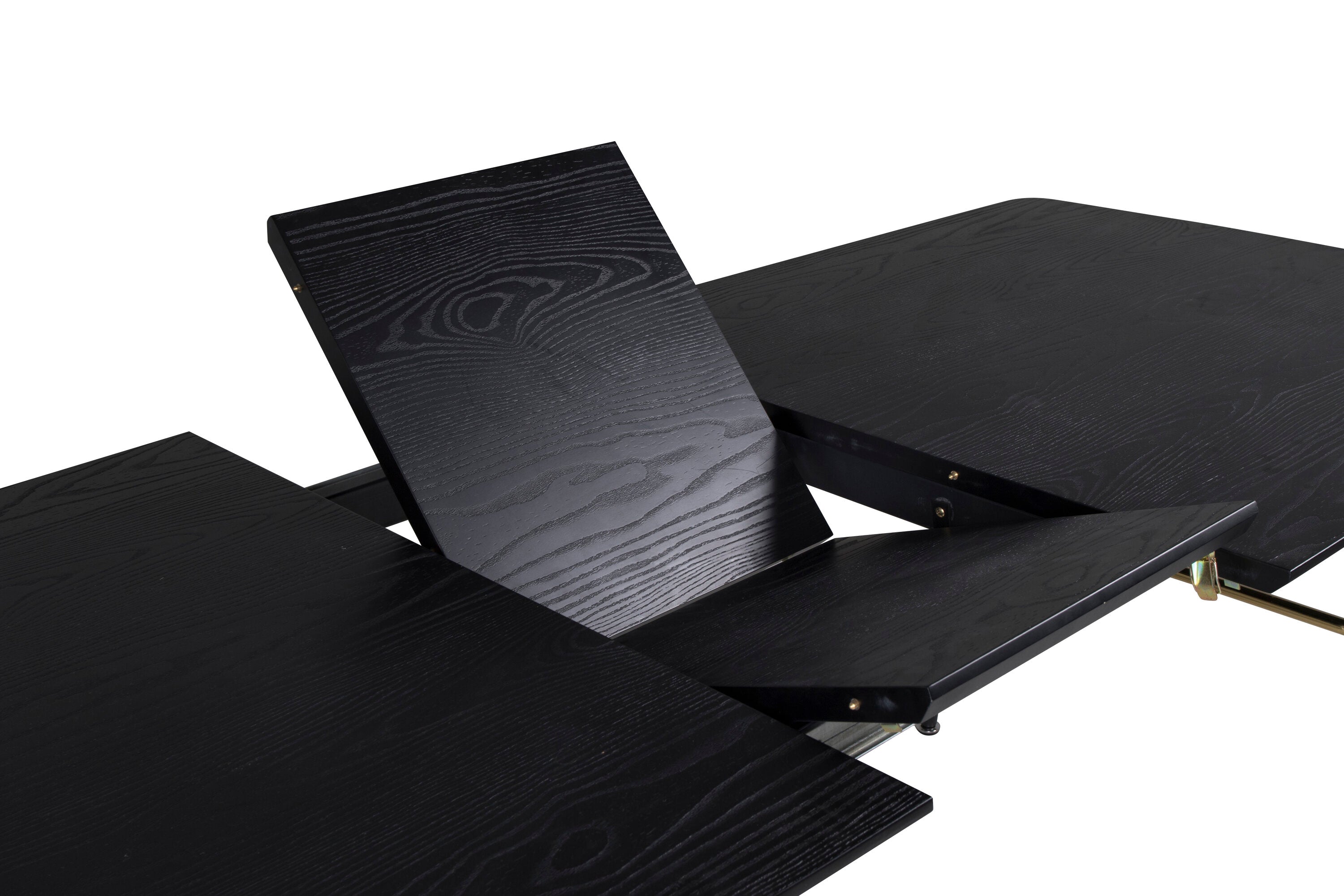 15023-188__6 Gold Tisch Rechteckiger Esstisch Schwarz 180 x 85 MDF,Stahl,Furnier