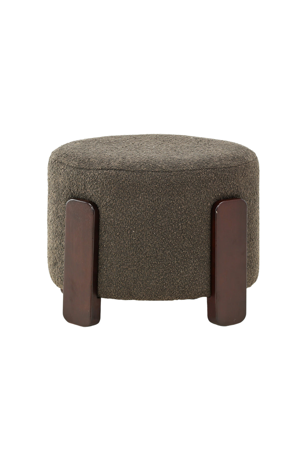 15110-110_10_os Coffey Pouf Sitzpouf Braun,Dunkelgrau ⌀50 Bouclé,Faser,Polyester Bouclé,Gummibaumholz