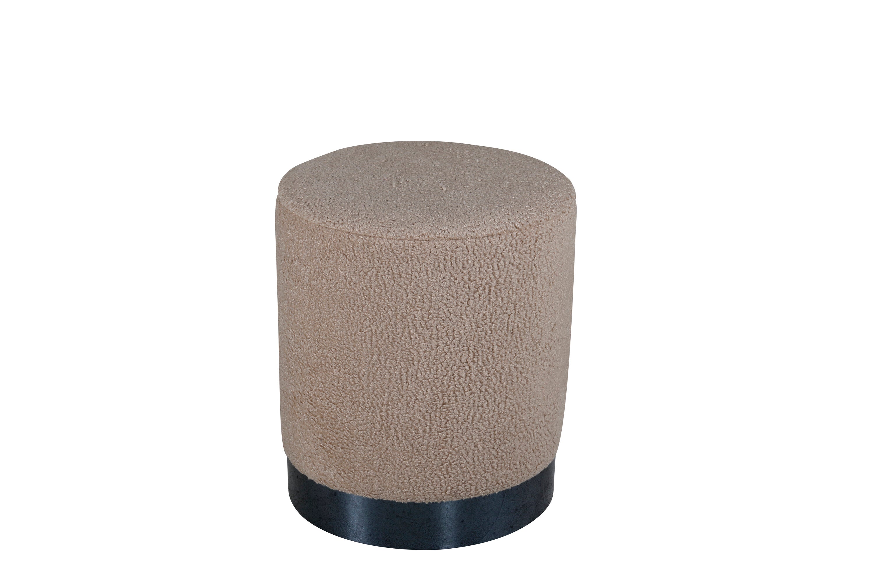 15561-403__1 Benji Pouf Sitzpouf Beige,Schwarz ⌀35 Polyester Teddy,Stahl