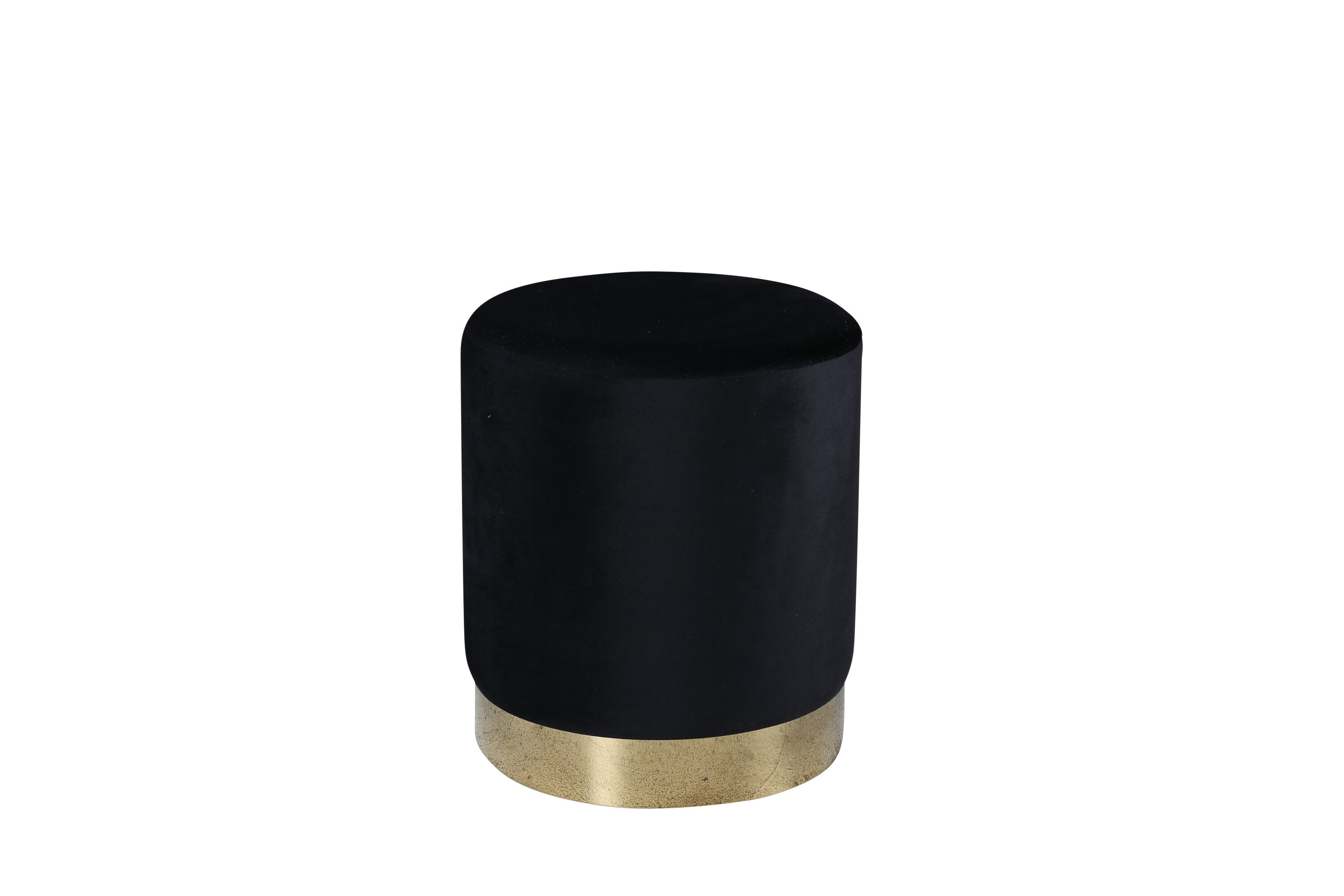 15561-888__1 Benji Pouf Sitzpouf Schwarz,Gold ⌀35 Polyester Samt,Stahl