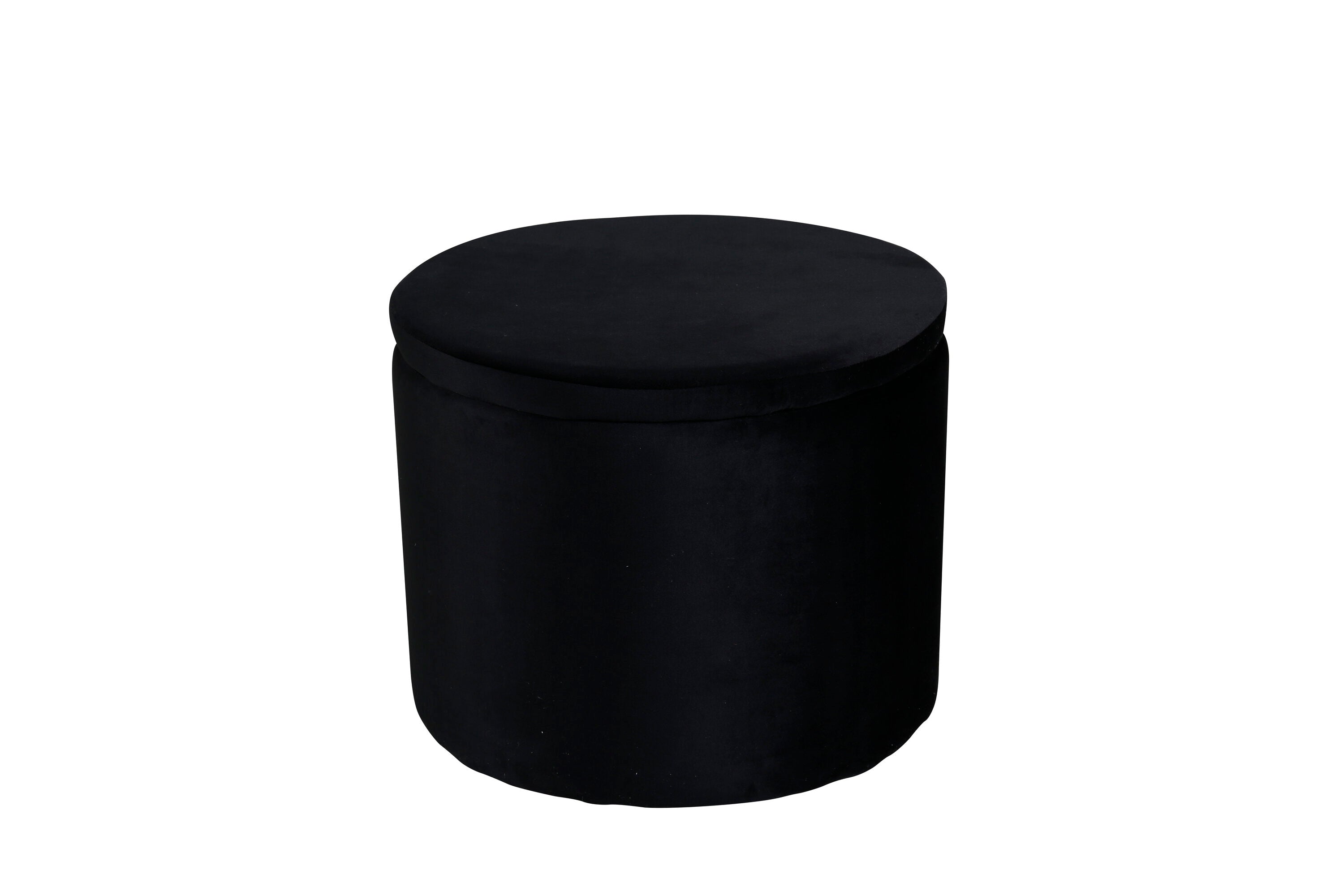 15563-888__1 Dunken Pouf Sitzpouf Schwarz ⌀51 Polyester Teddy,Polyester Samt