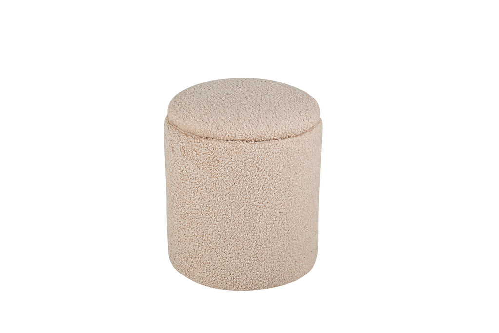 15568-403__1 Limpen Pouf Sitzpouf Beige ⌀32 Polyester Teddy