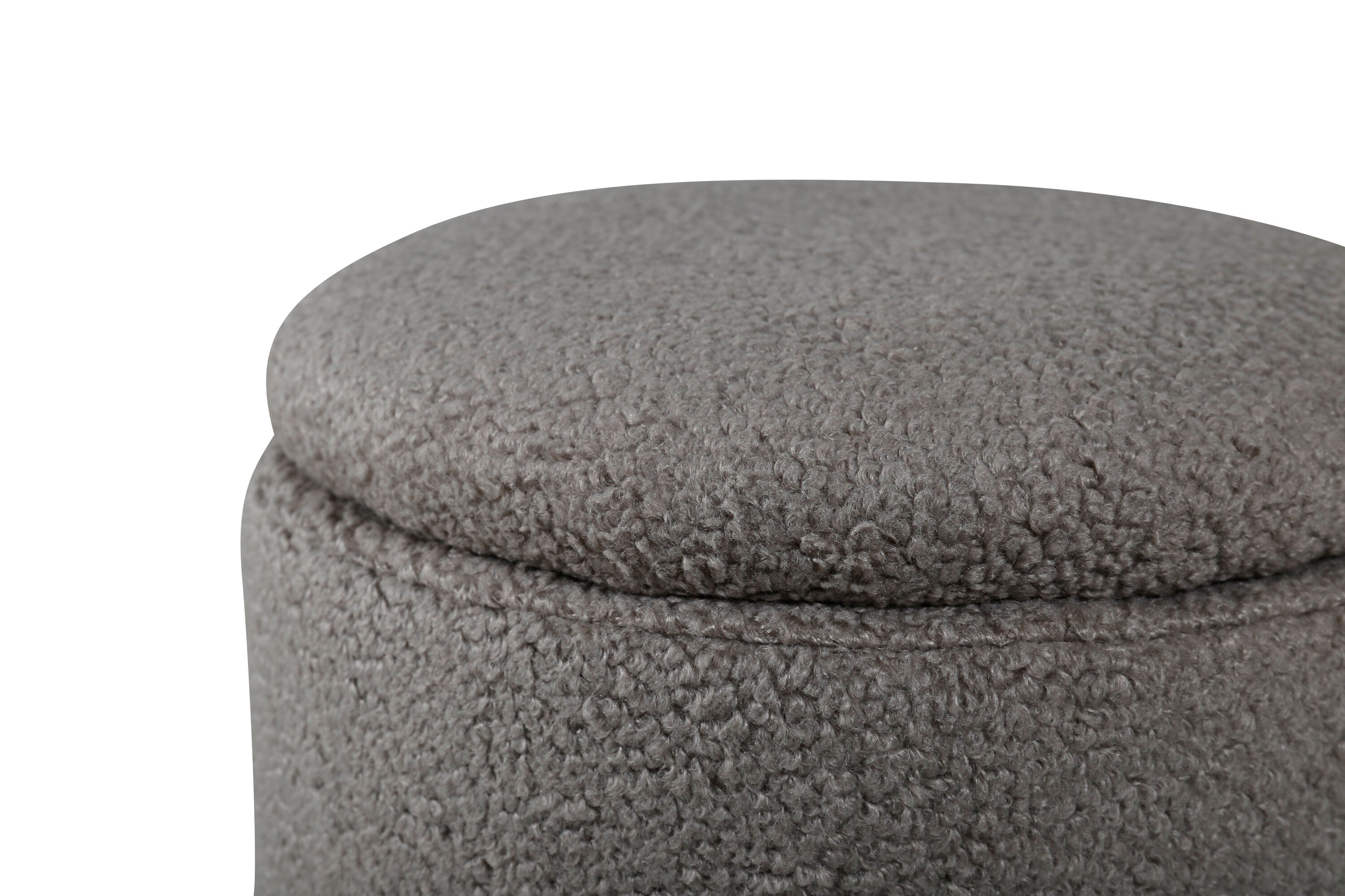 15568-405__1 Limpen Pouf Sitzpouf Grau ⌀32 Polyester Teddy