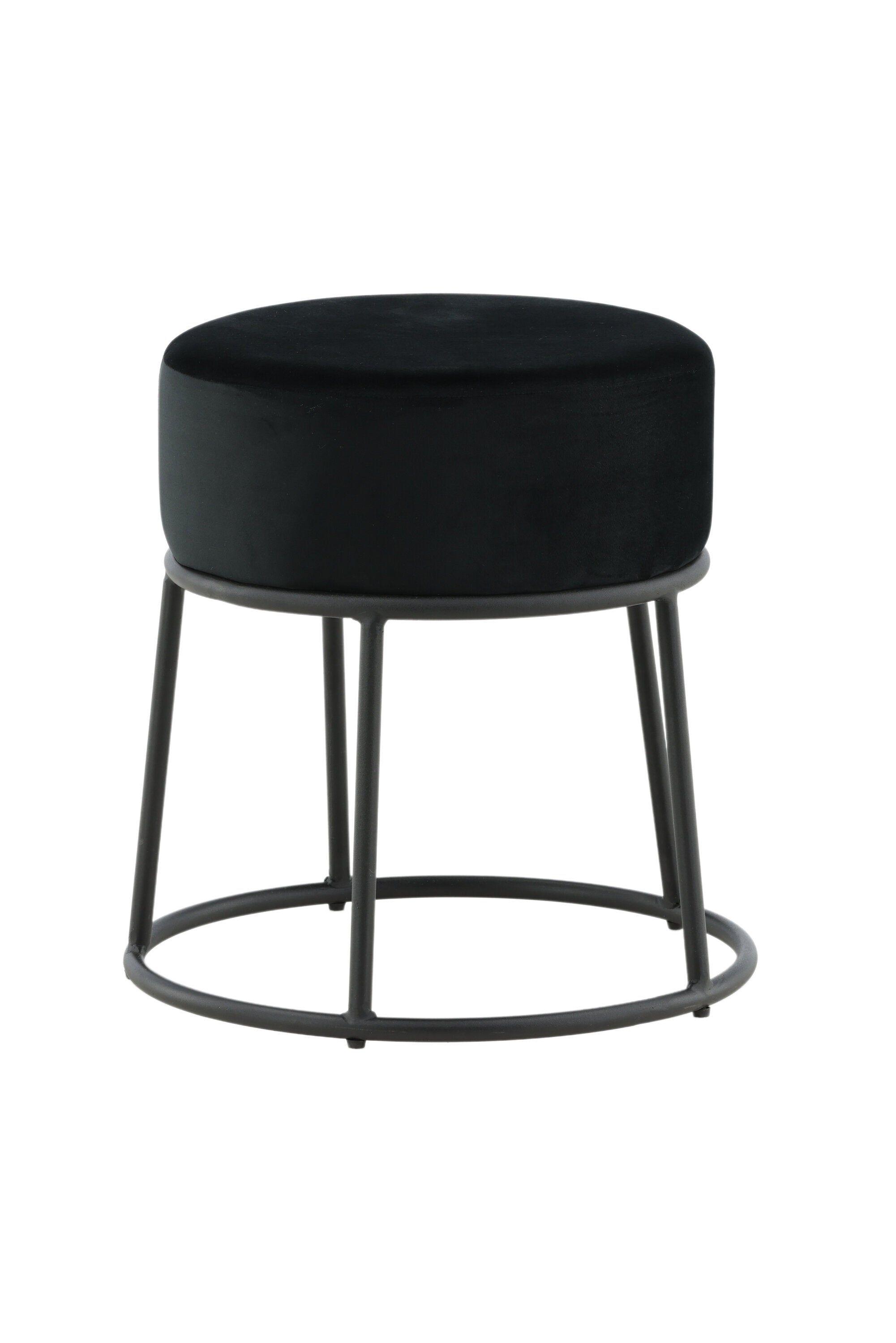 15573-888_10_os Petra Pouf Sitzpouf Schwarz ⌀46 Polyester Teddy,Polyester Samt,Stahl