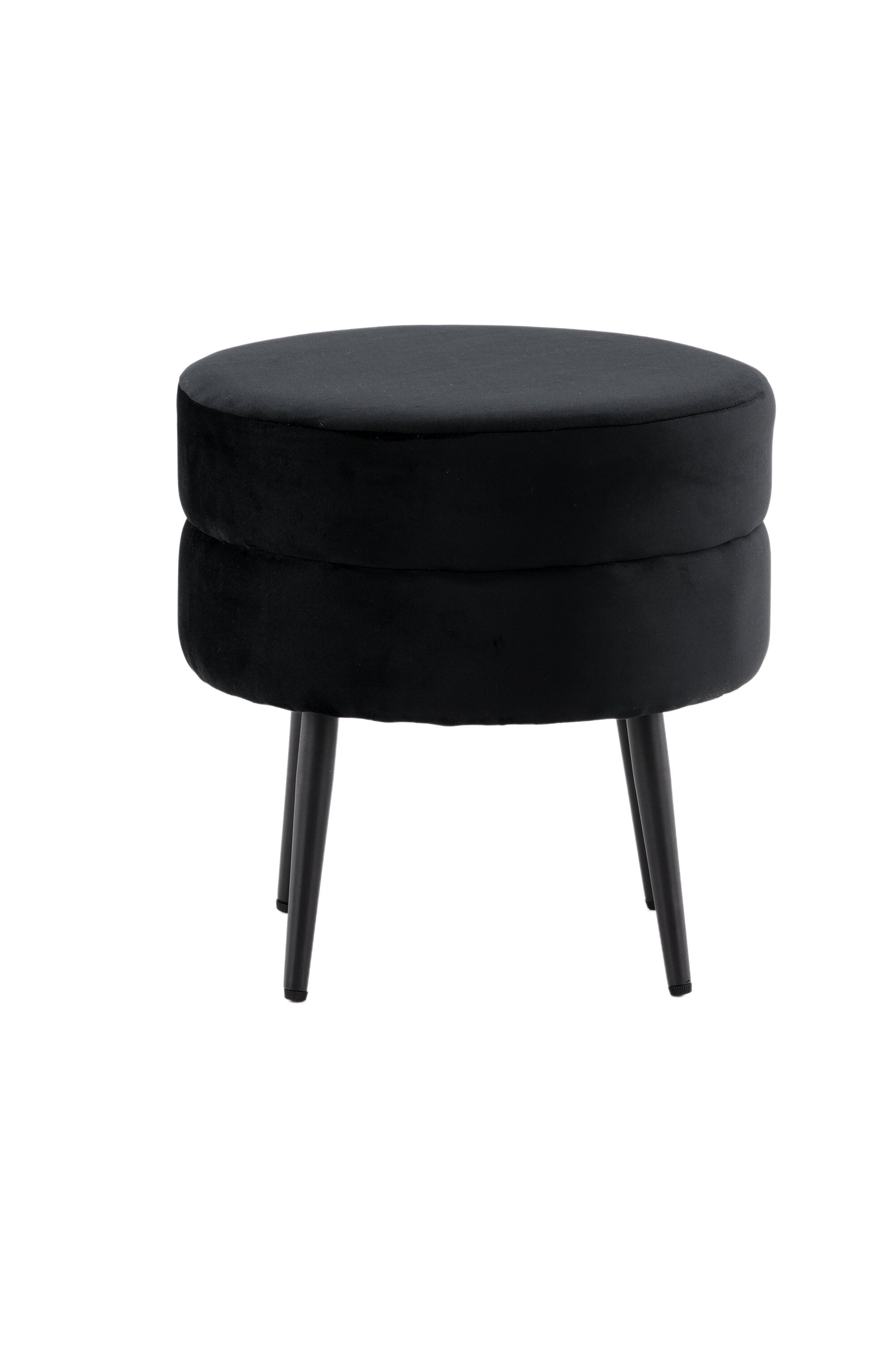 15577-888_10_os Pot Pouf Sitzpouf Schwarz ⌀40 Polyester Teddy,Polyester Samt,Stahl