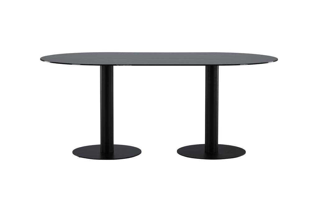 15590-588_1 Pillan Tisch Ovaler Esstisch Schwarz 180 x 100 Glas,Stahl