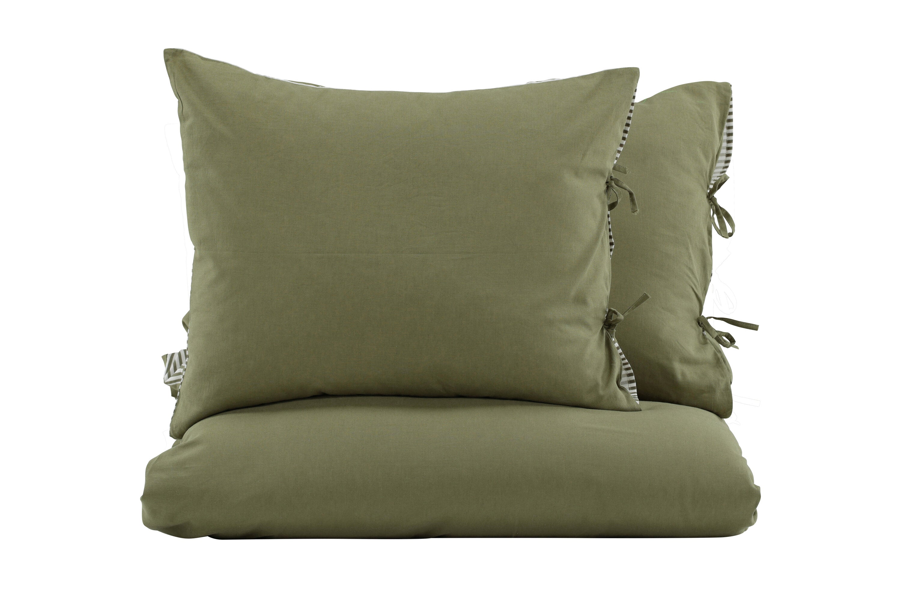 16008-604_2 Jenna Bettwäsche Set Bettwäsche Moosgrün,Weiß 220 x 240 Baumwolle