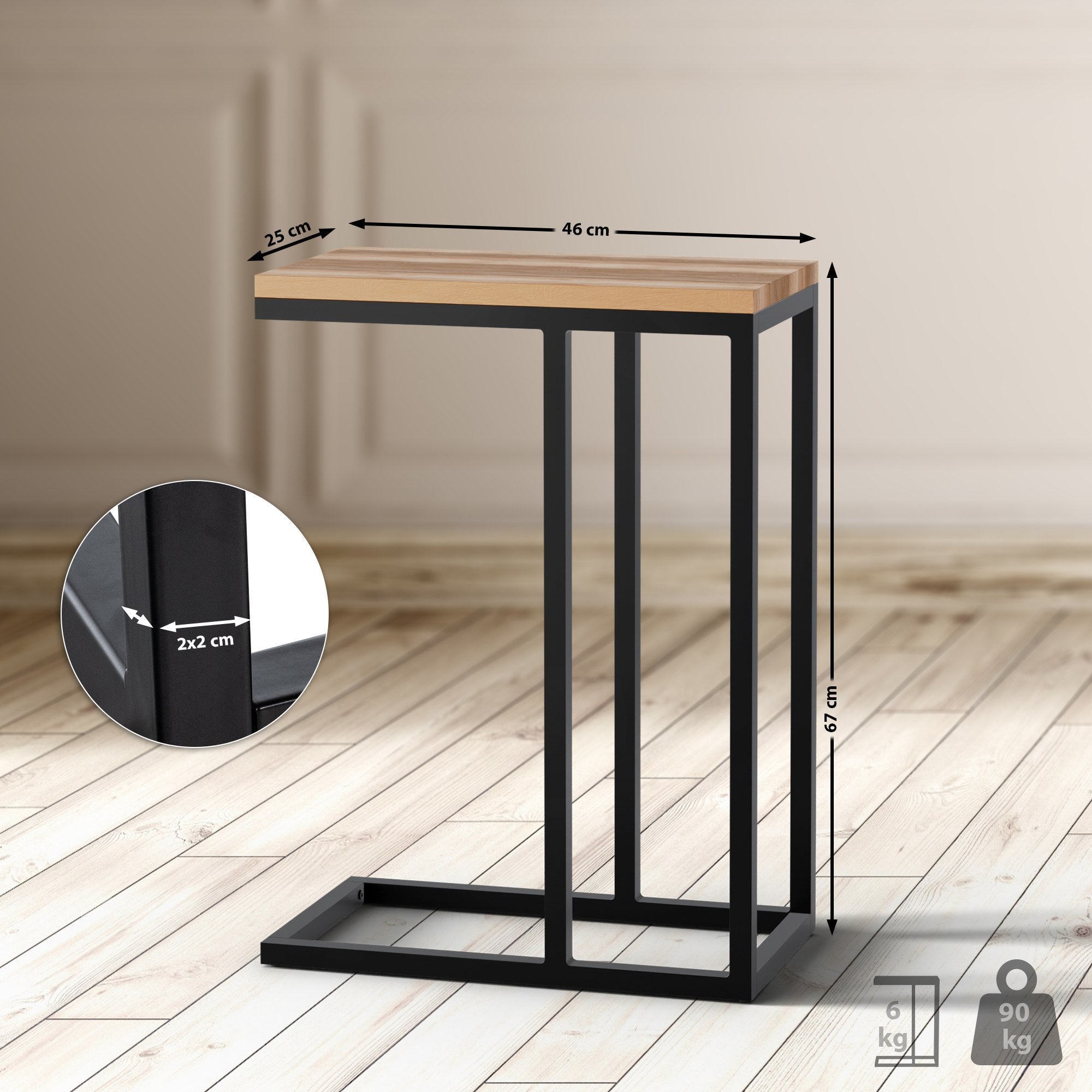 Beistelltisch Manteo 46x25x63 cm