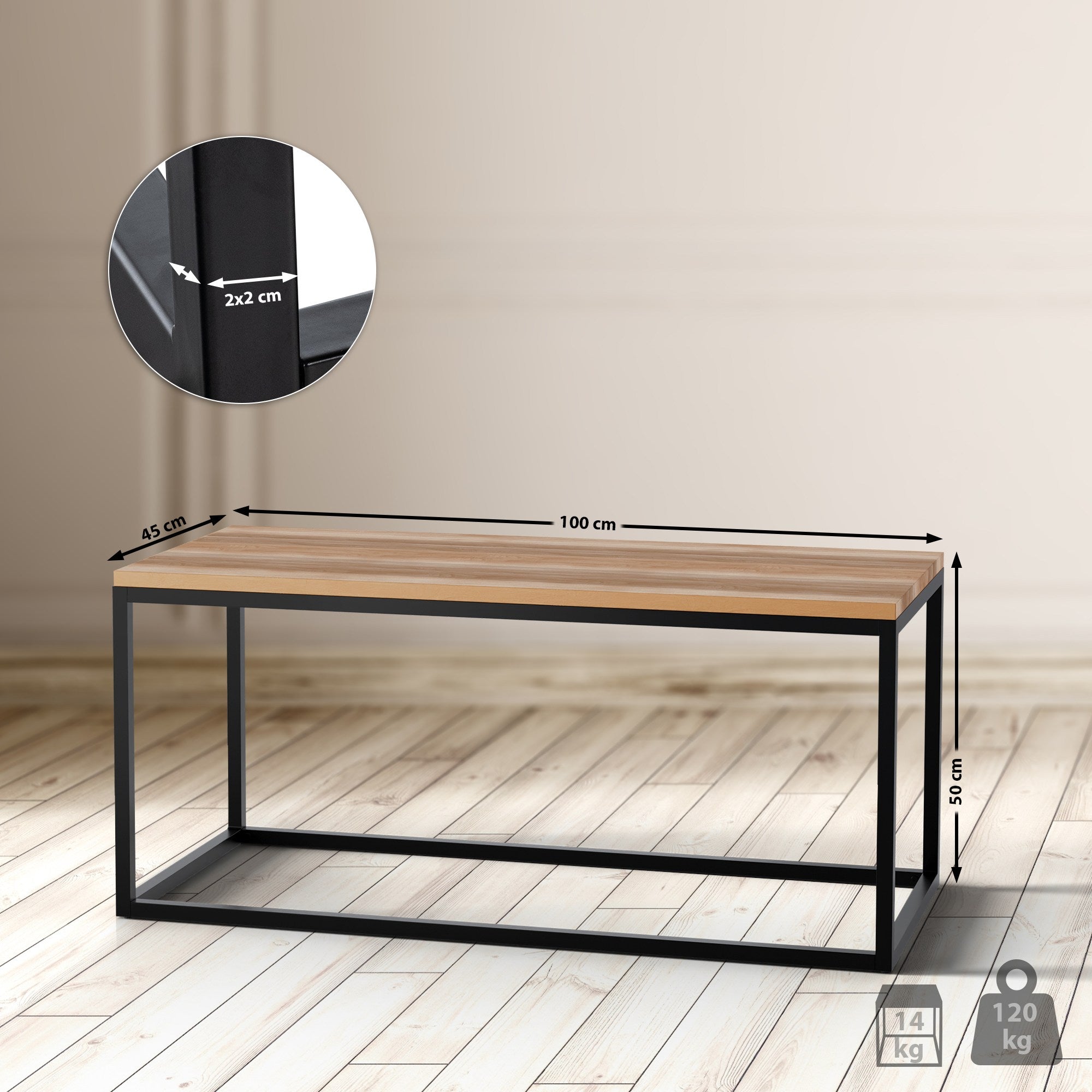 Couchtisch Manteo 100x45x50 cm
