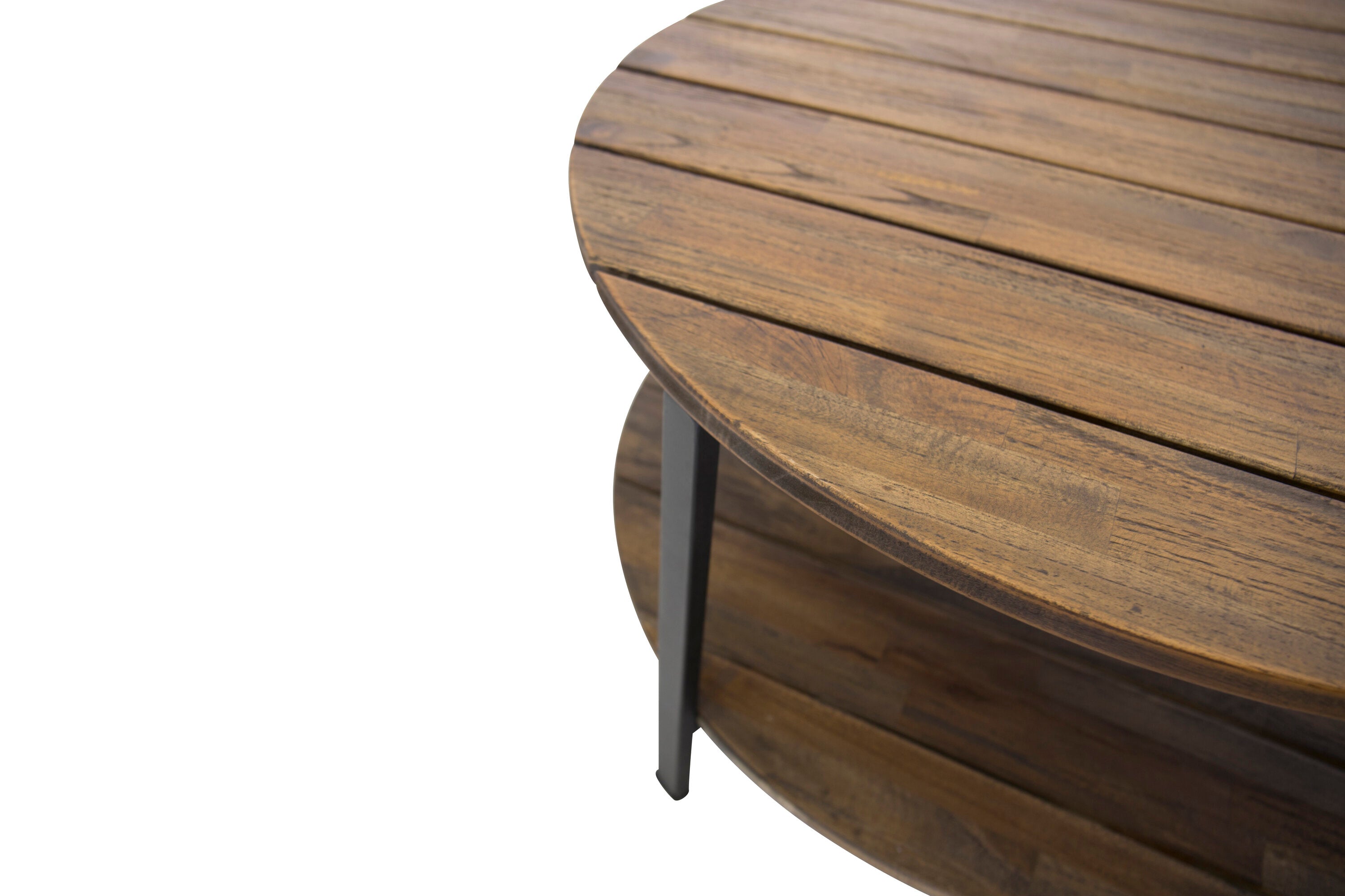 18005-680__4 Jakarta Tisch Couchtisch Schwarz,Natur ⌀80 Stahl,Teak