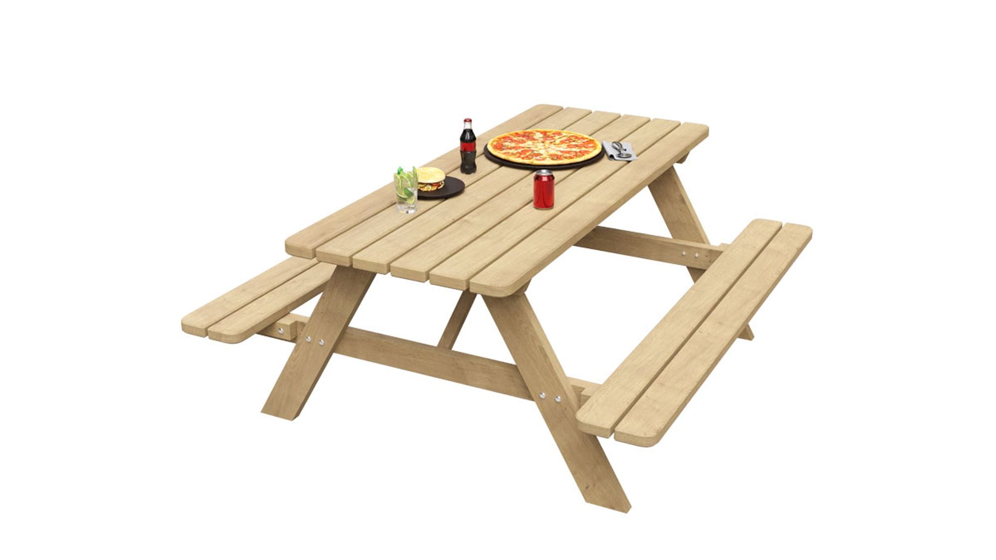 kalb | Picknicktisch Waldsee - 170 x 160 x 75 cm Gartenmöbel Festzeltgarnitur Bank Massiv Echtholz