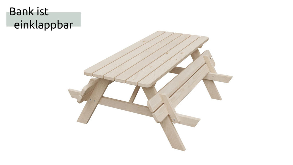 kalb | Picknicktisch Waldsee - 170 x 160 x 75 cm Gartenmöbel Festzeltgarnitur Bank Massiv Echtholz