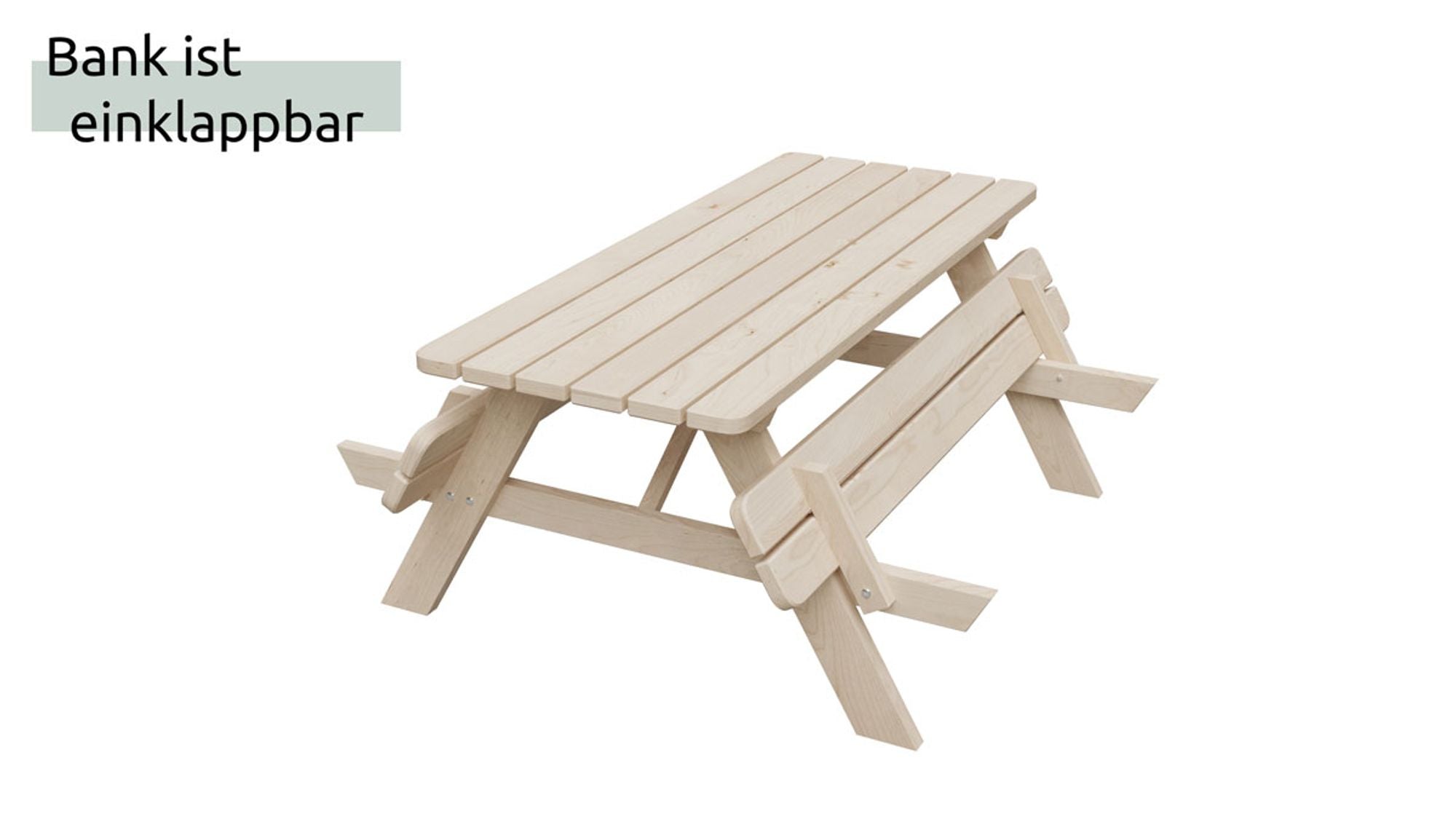 kalb | Picknicktisch Waldsee - 170 x 160 x 75 cm Gartenmöbel Festzeltgarnitur Bank Massiv Echtholz