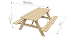 kalb | Picknicktisch Waldsee - 170 x 160 x 75 cm Gartenmöbel Festzeltgarnitur Bank Massiv Echtholz