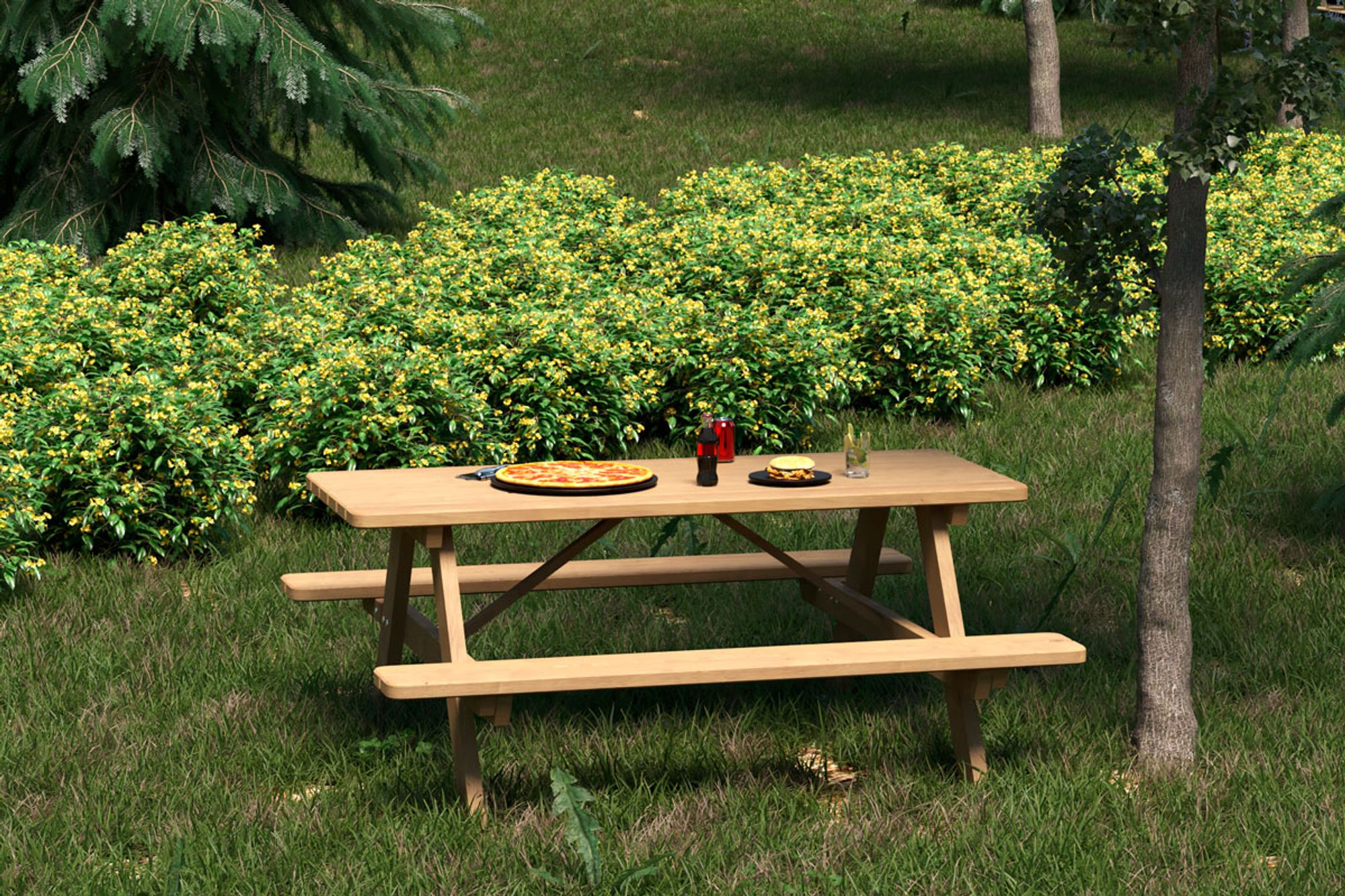 kalb | Picknicktisch Waldsee - 170 x 160 x 75 cm Gartenmöbel Festzeltgarnitur Bank Massiv Echtholz