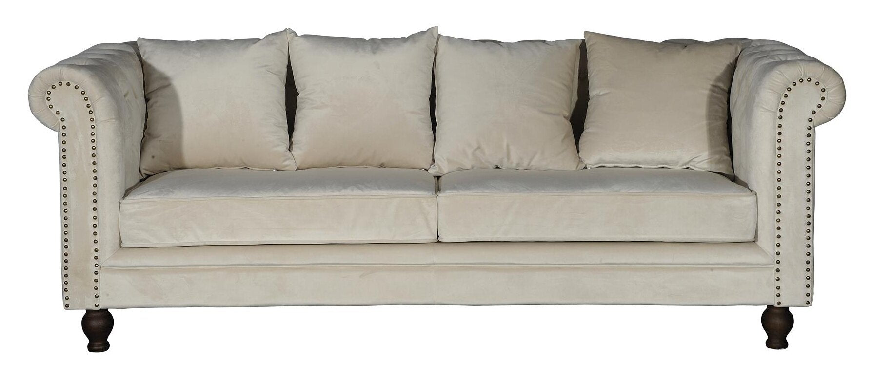 19936-980__2 Samt 3 Sitzer Sofa 3 Sitzer Sofa Beige,Natur 88 x 80 x 217 Faser,Kiefer,Polyester-Samt,Stahl