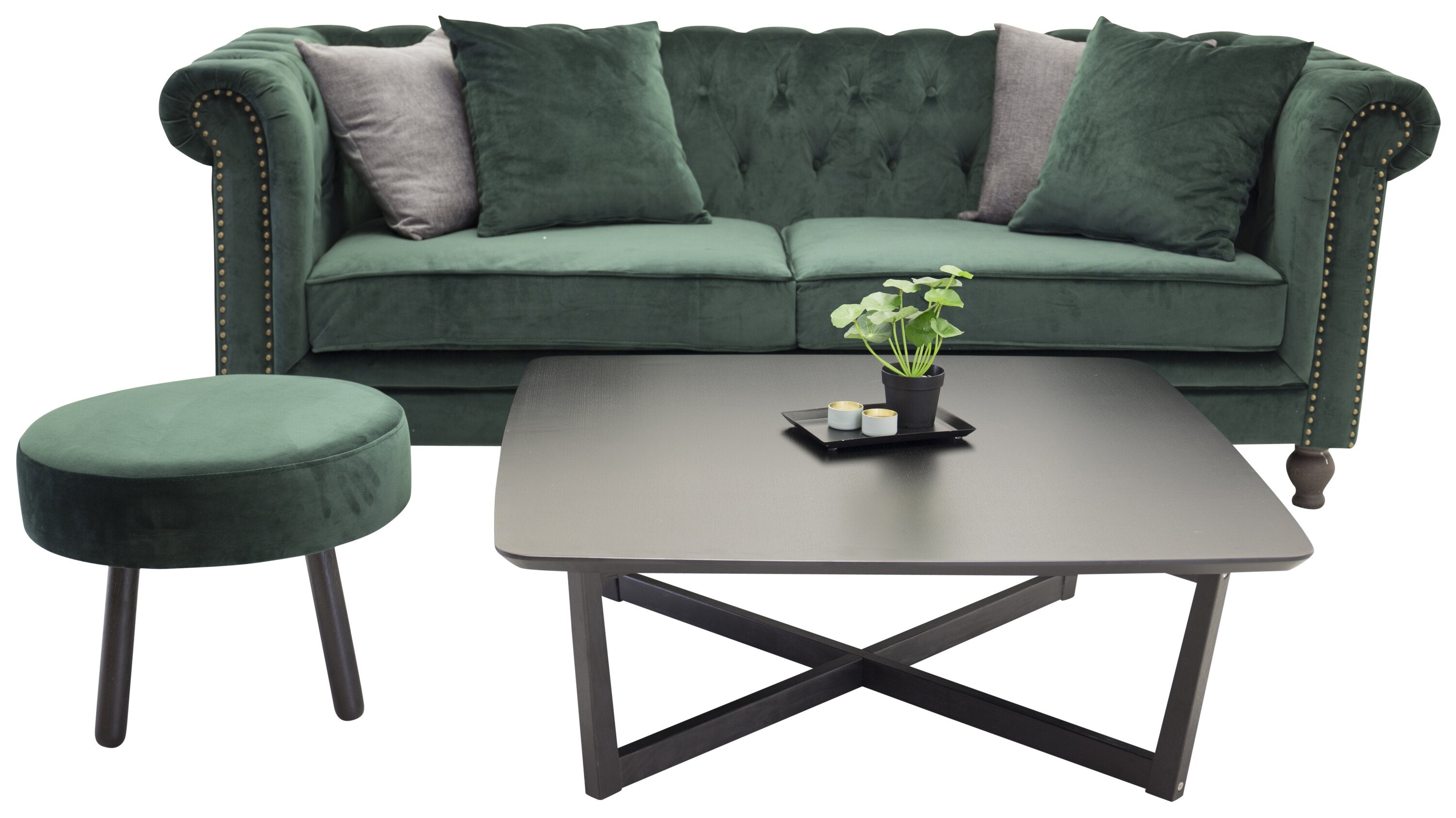 19936-984__2 Samt 3 Sitzer Sofa 3 Sitzer Sofa Grün,Natur 88 x 80 x 217 Faser,Kiefer,Polyester Samt,Stahl