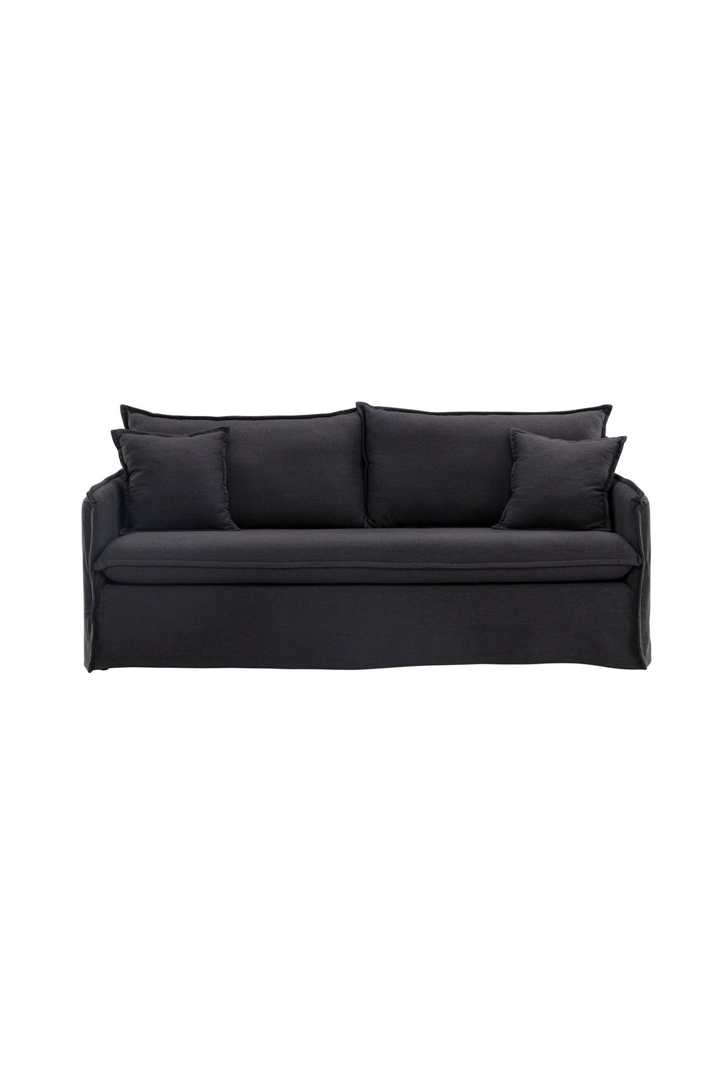 19947-100_1_os Nova 3 Sitzer Sofa 3 Sitzer Sofa Schwarz 94 x 90 x 200 Faser,Plastik,Polyester Leinen