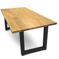 240x100cm-ohne-bk-mit-Tiempo-U-Bild-1 kalb | Esstisch aus massiver Eiche, 4 cm stark – 180x85 bis 300x100 cm, konfigurierbar mit natürlicher Baumkante oder gerader Kante & 4 verschiedenen wählbaren Gestellen Gerade Kante 240x100cm Tiempo U
