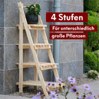 kalb Pflanzleiter Holz, 52,5 x 109 x 35 cm, klappbar & wetterfest, dekorative Blumentreppe, Pflanzenregal für Garten, Balkon & Terrasse, Naturholz
