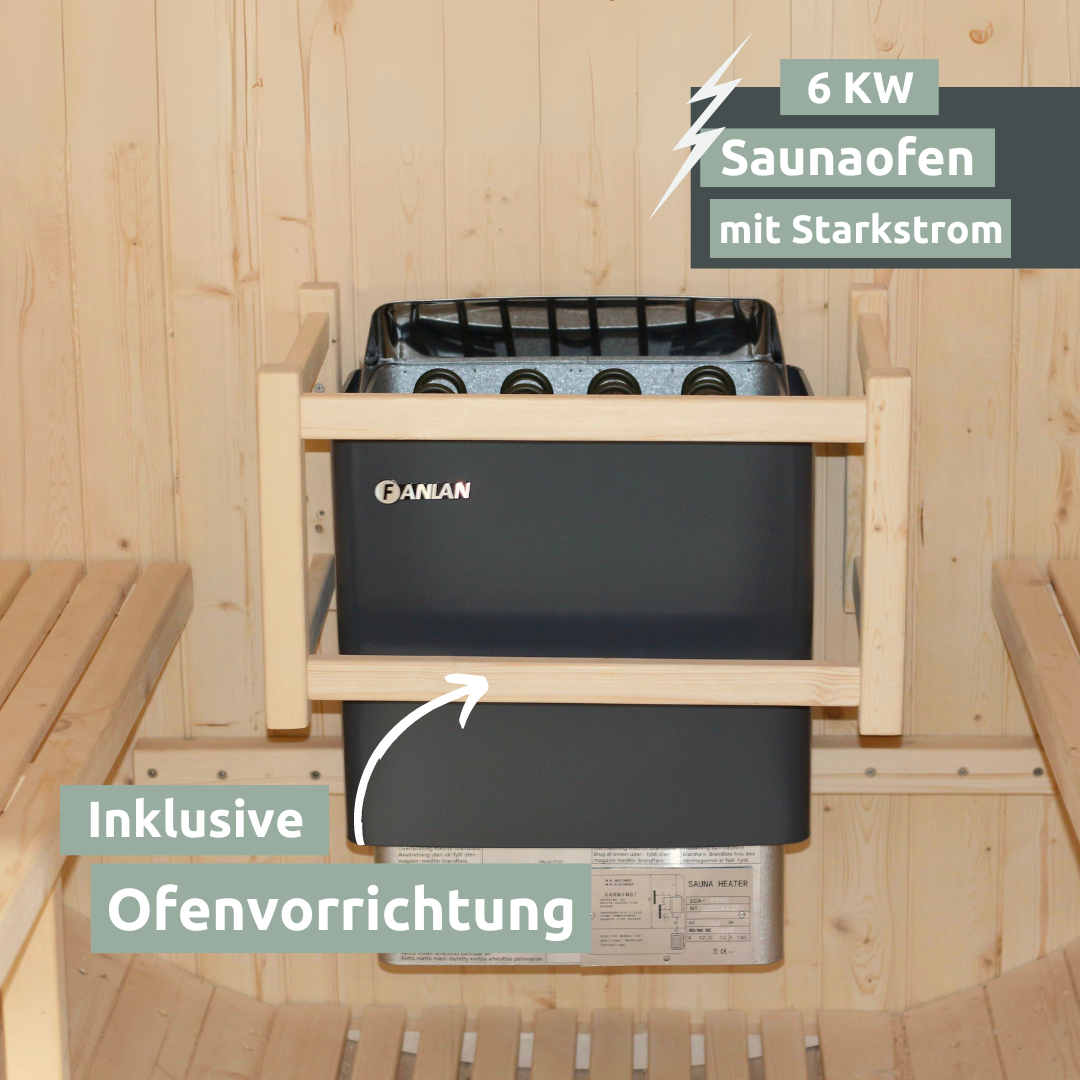 Fasssauna Pini wood Outdoor Sauna inkl. OfenL - 4 Personen / Selbstmontage