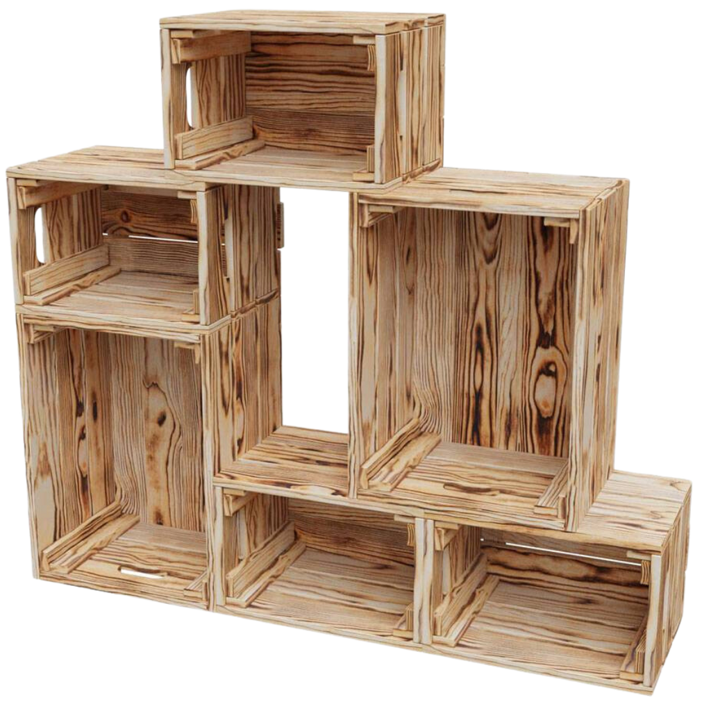 6 tlg. Set Holzkiste | Weinkiste zum Dekorieren von holz4home®Natur