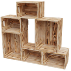 6 tlg. Set Holzkiste | Weinkiste zum Dekorieren von holz4home®Geflammt