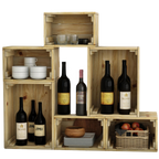 6 tlg. Set Holzkiste | Weinkiste zum Dekorieren von holz4home®Natur