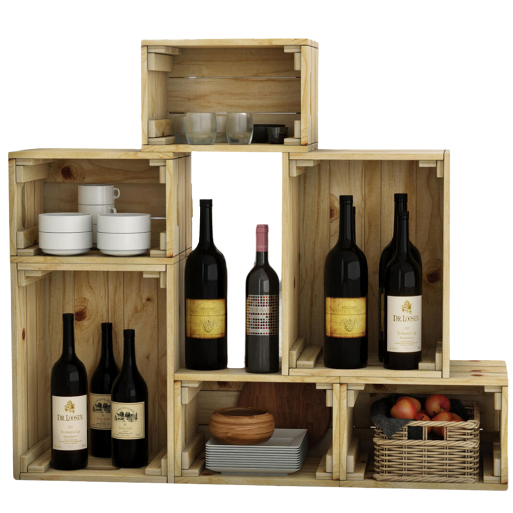 6 tlg. Set Holzkiste | Weinkiste zum Dekorieren von holz4home®Geflammt