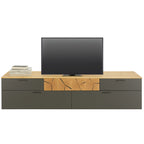 kalb TV Wohnwand Set mit Lowboard und beleuchtetem Wandregal in Eiche Graphit, Made in Germany
