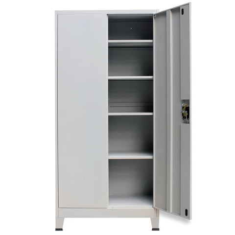 Büroschrank mit 2 Türen Stahl 90x40x180 cm Grau