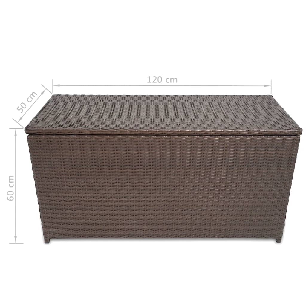 Garten-Auflagenbox Braun 120x50x60 cm Poly Rattan