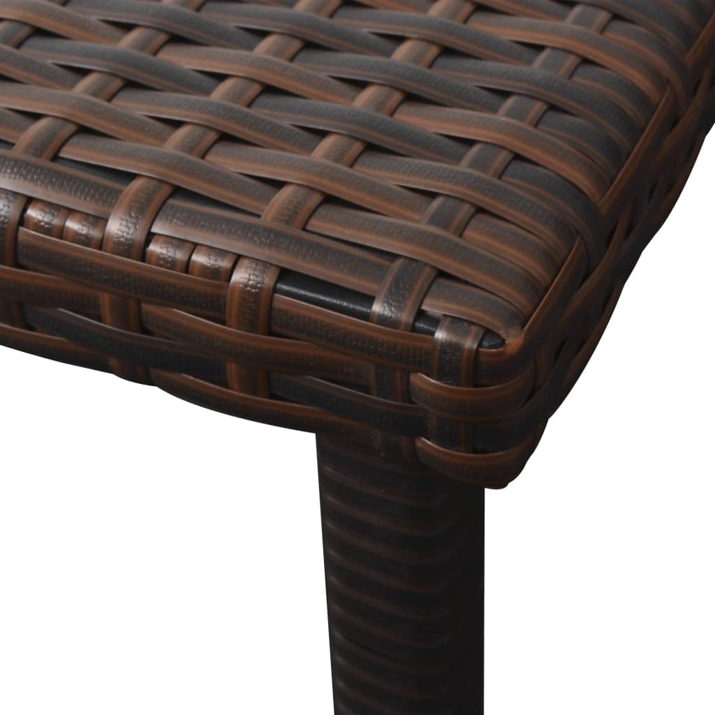 Sonnenliege mit Auflage & Tisch Poly Rattan Braun